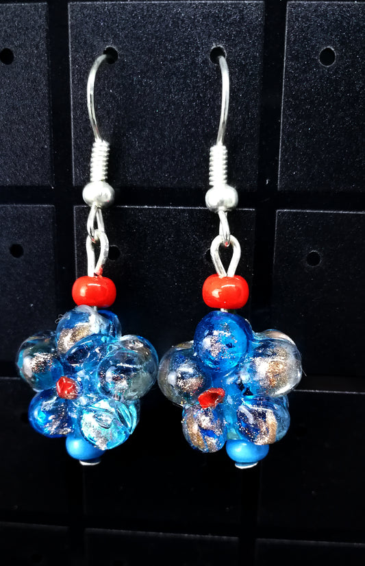 Boucles d'oreilles fleurs en verre