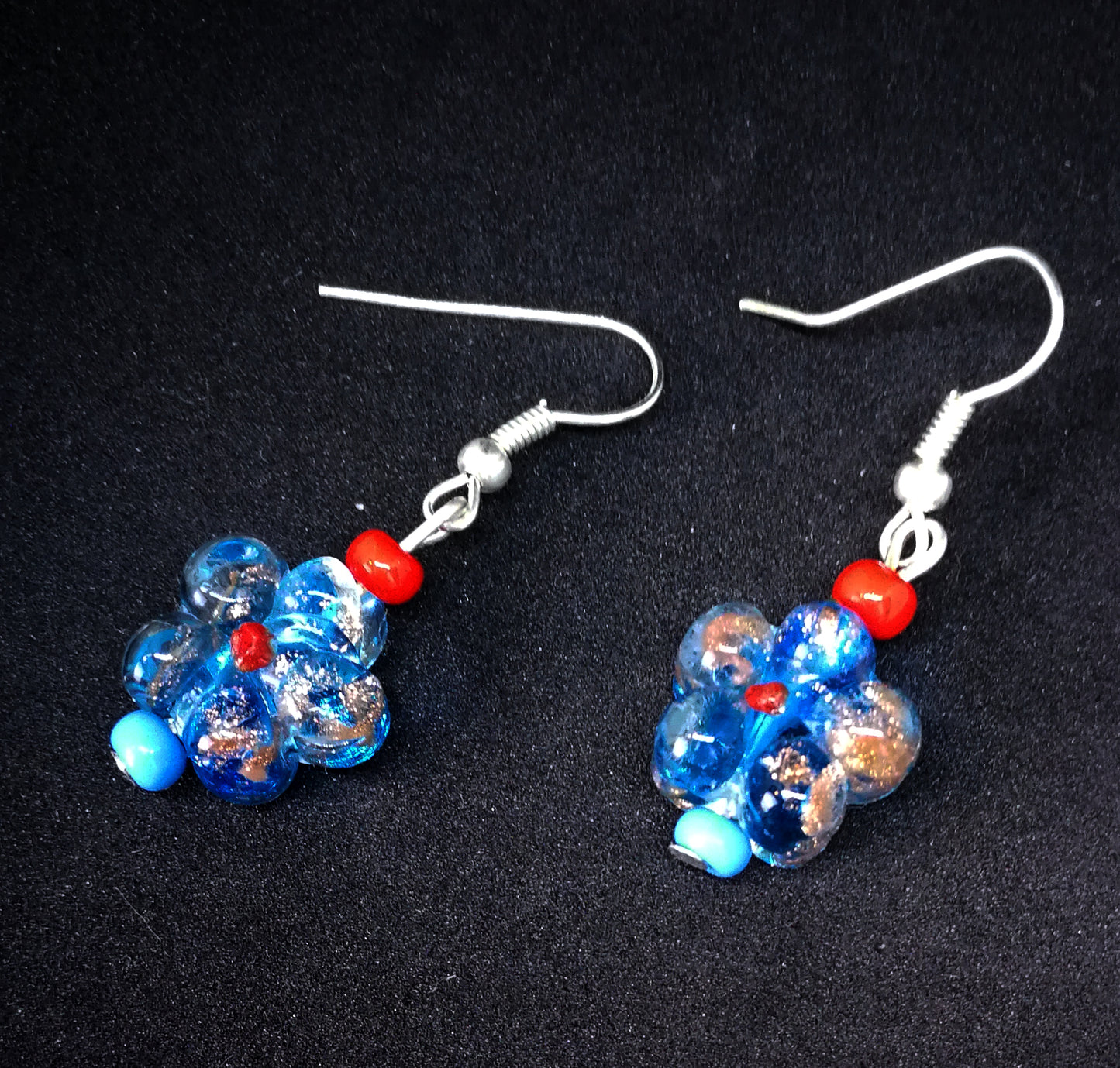 Boucles d'oreilles fleurs en verre
