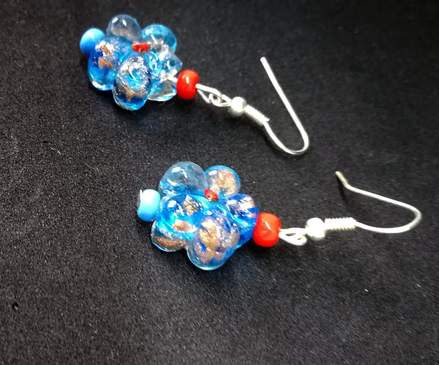 Boucles d'oreilles fleurs en verre