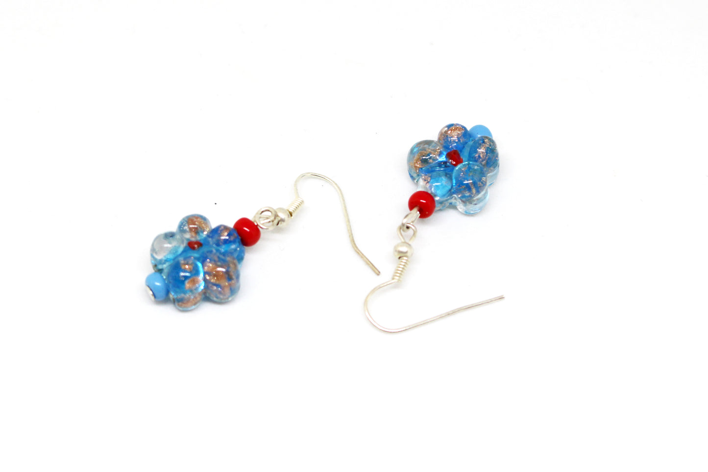 Boucles d'oreilles fleurs en verre