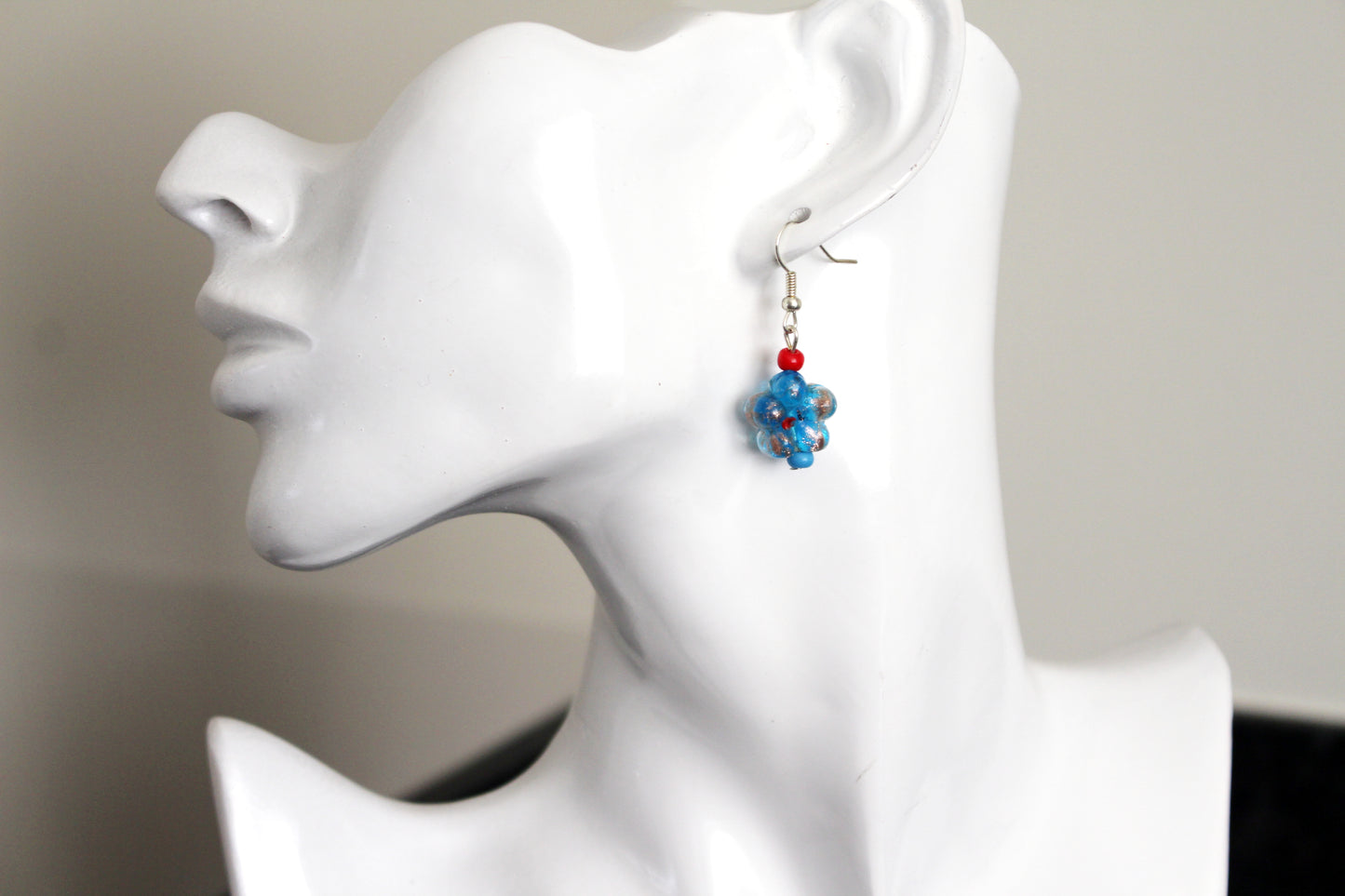 Boucles d'oreilles fleurs en verre