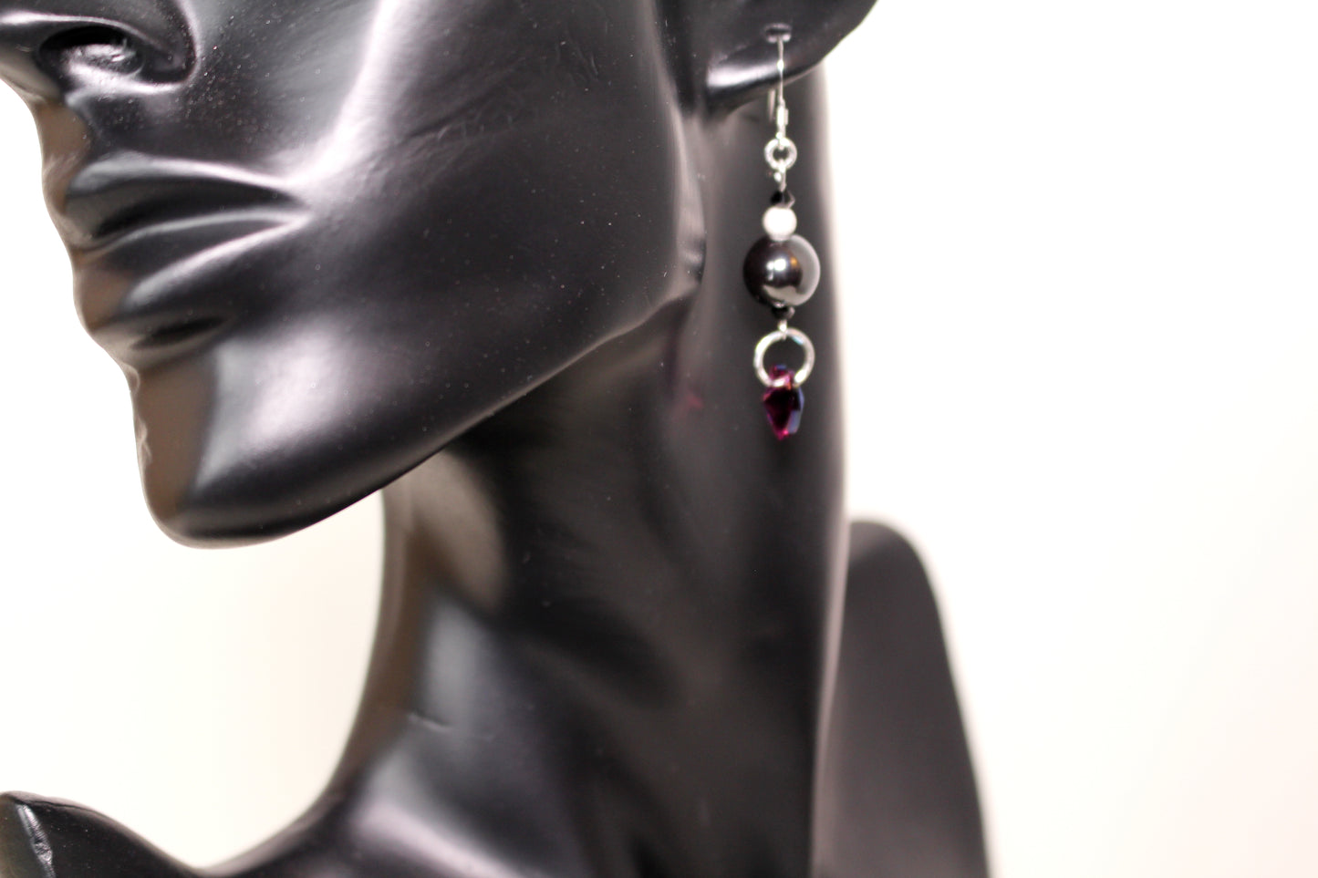 Boucles d'oreilles en argent 925 avec cristaux Swarovski et hématite