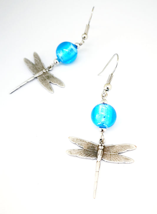 Boucles d'oreilles libellules bleu