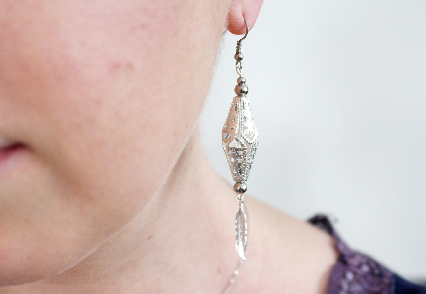 Boucles d'oreilles orientales billes argentées