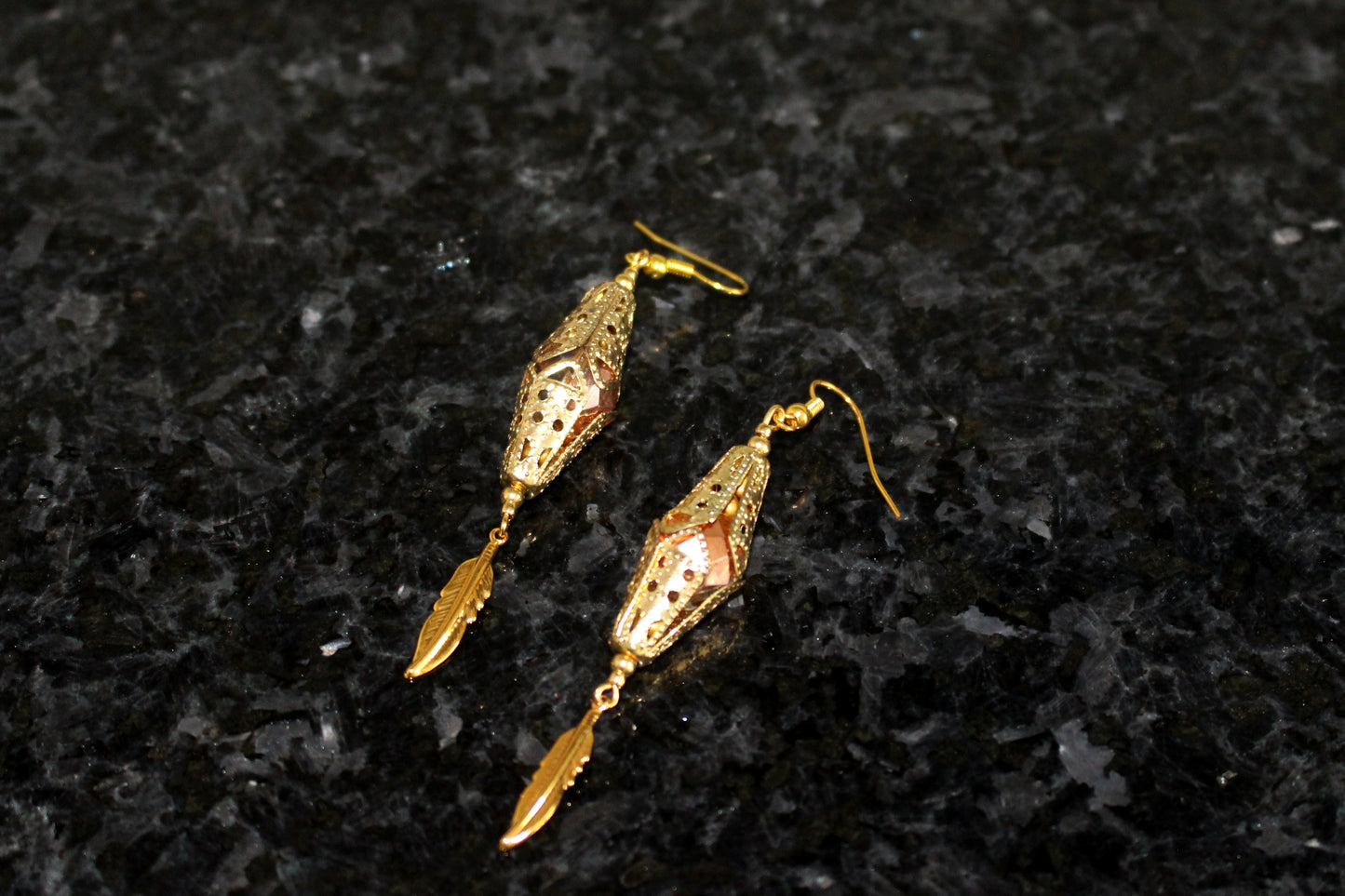 Boucles d'oreilles orientales doré et roux