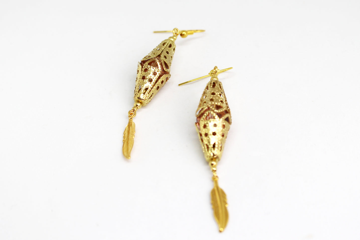 Boucles d'oreilles orientales doré et roux