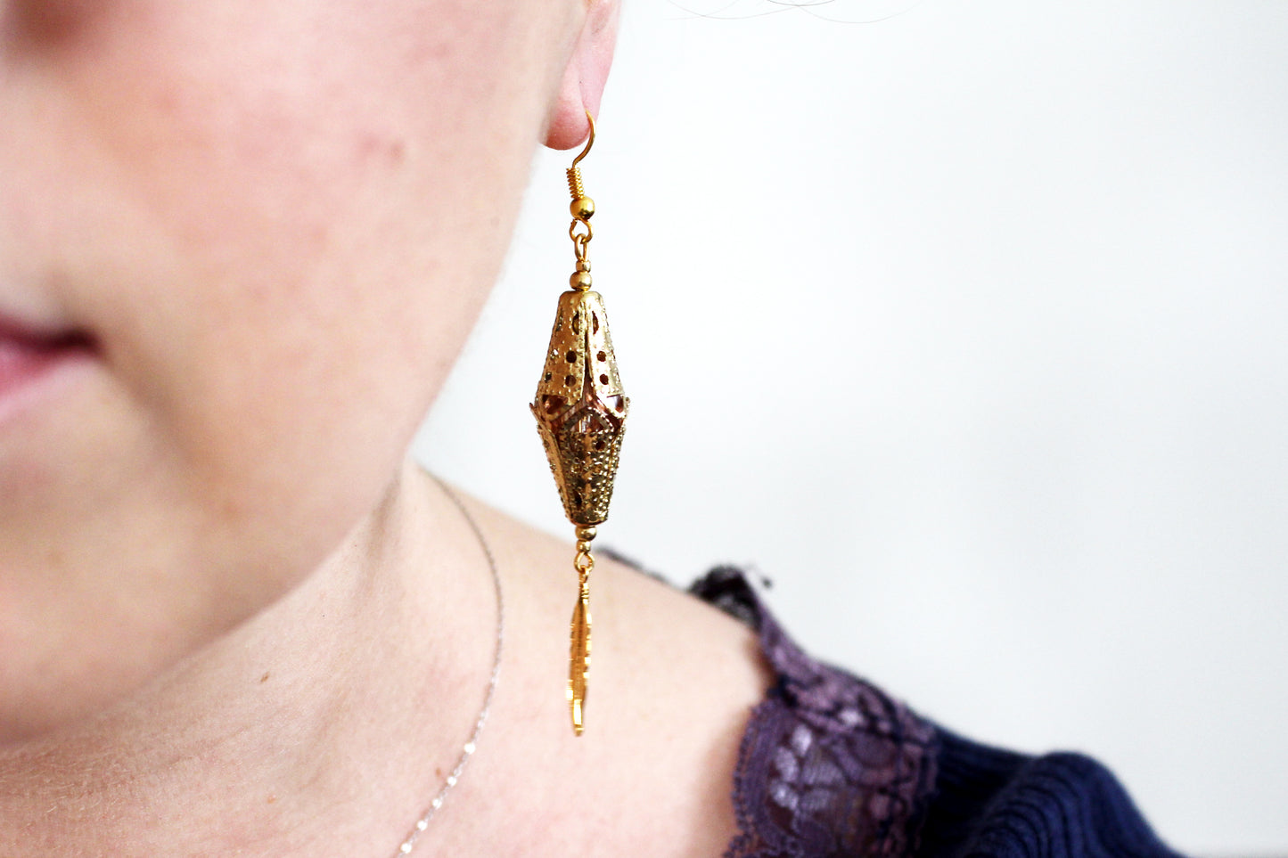 Boucles d'oreilles orientales doré et roux