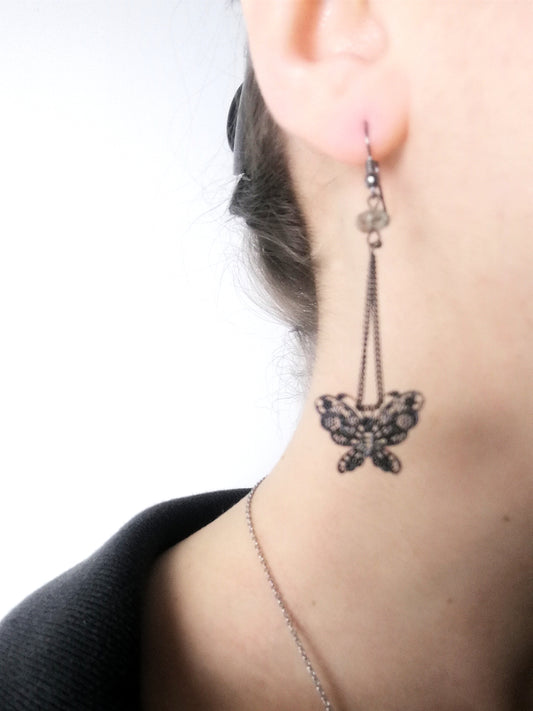Boucles d'oreilles papillons pendantes