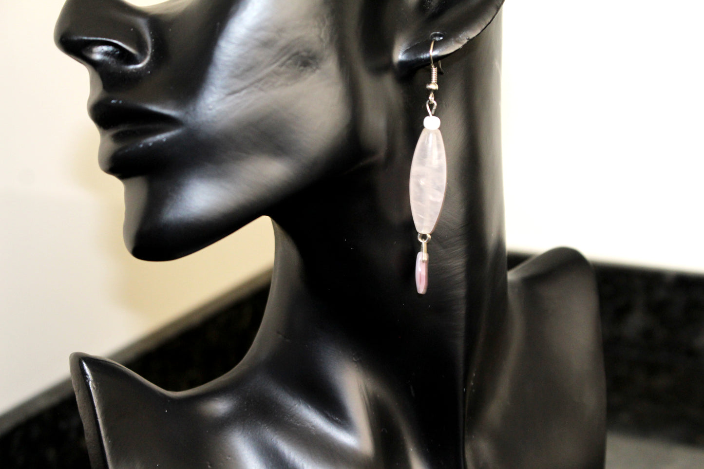 Boucles d'oreilles gouttes en quartz rose transparent
