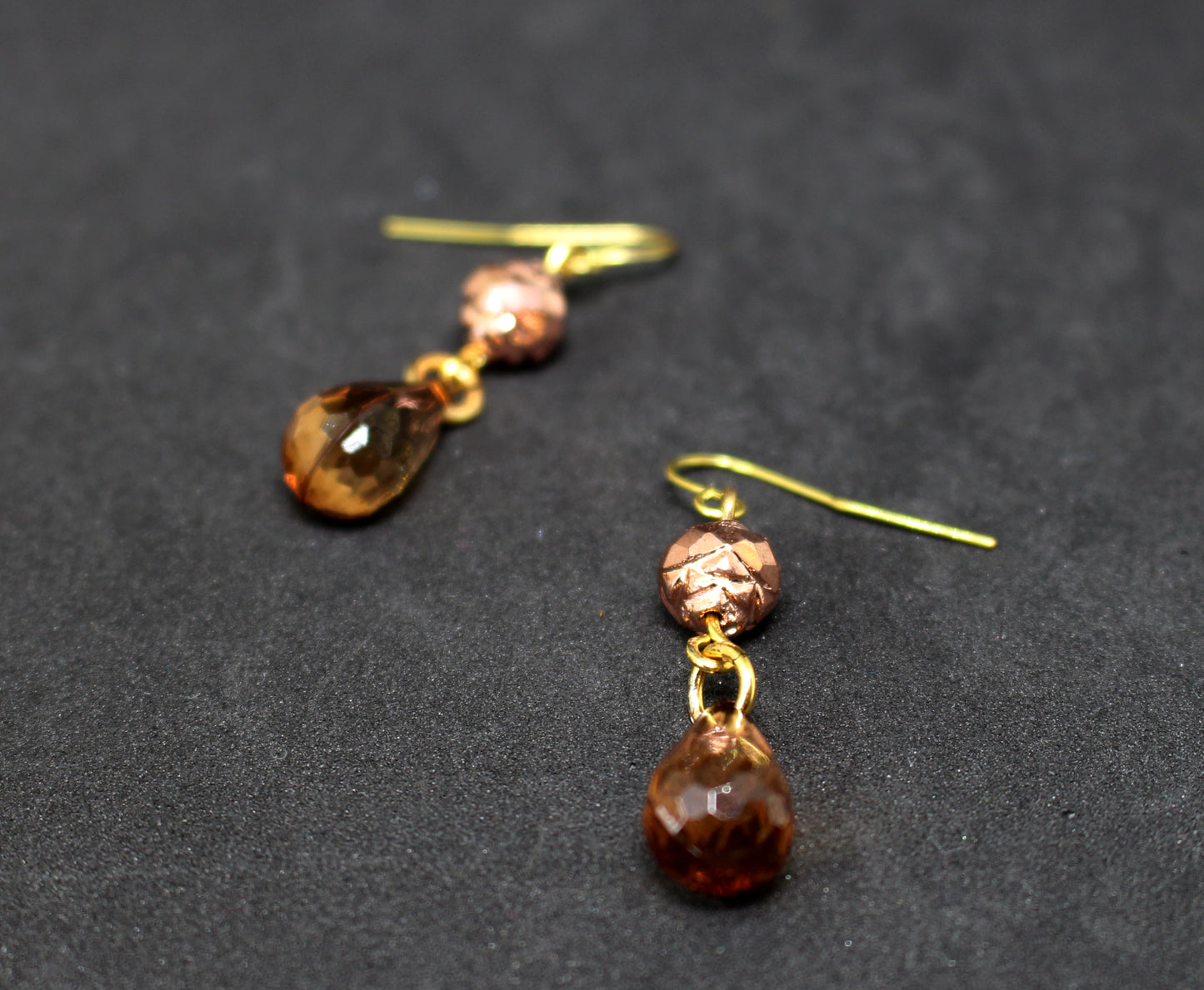 Boucles d'oreilles gouttes smoked mocha