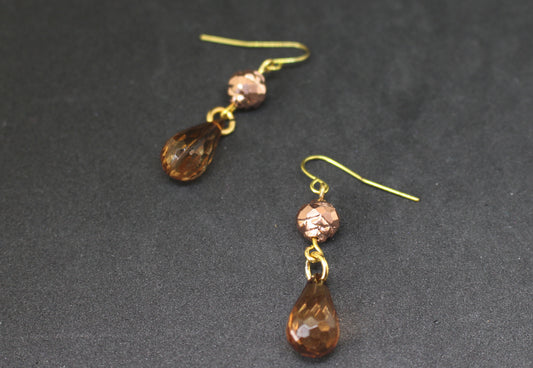 Boucles d'oreilles gouttes smoked mocha