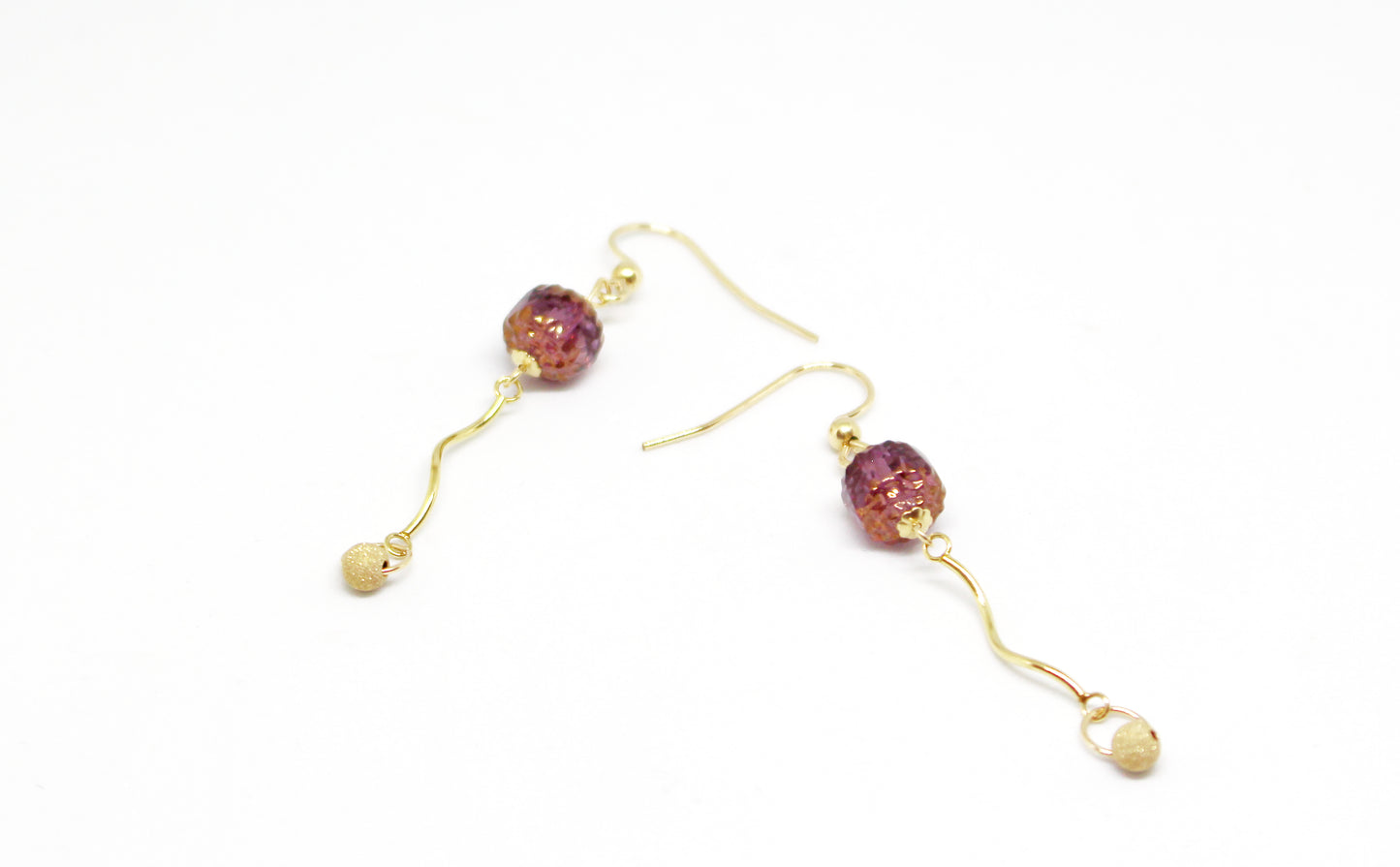 Boucles d'oreilles gold filled 14 K Couronne Picasso améthyste