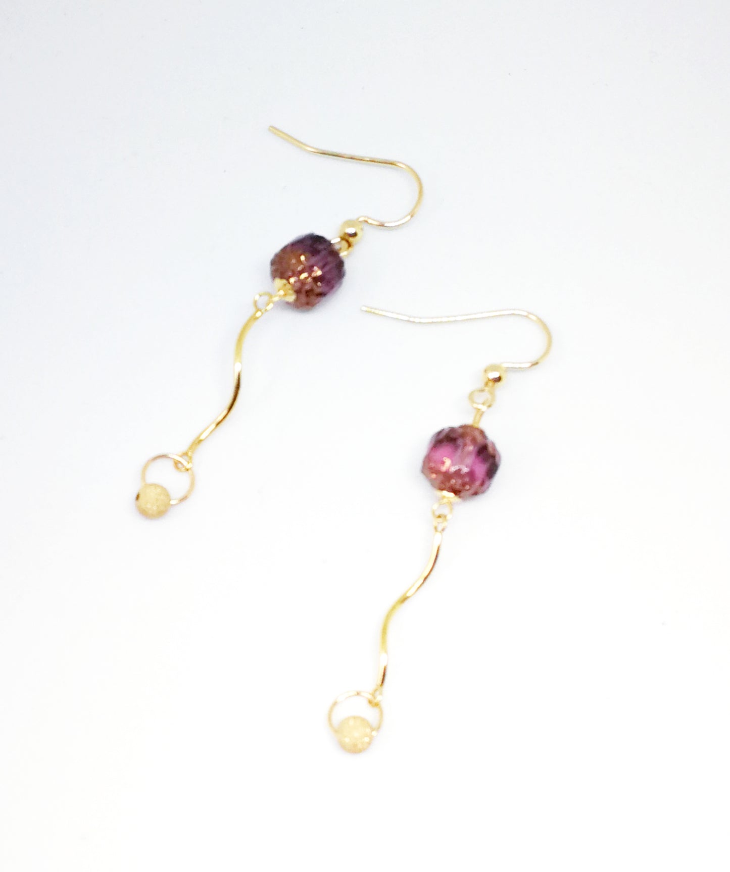 Boucles d'oreilles gold filled 14 K Couronne Picasso améthyste