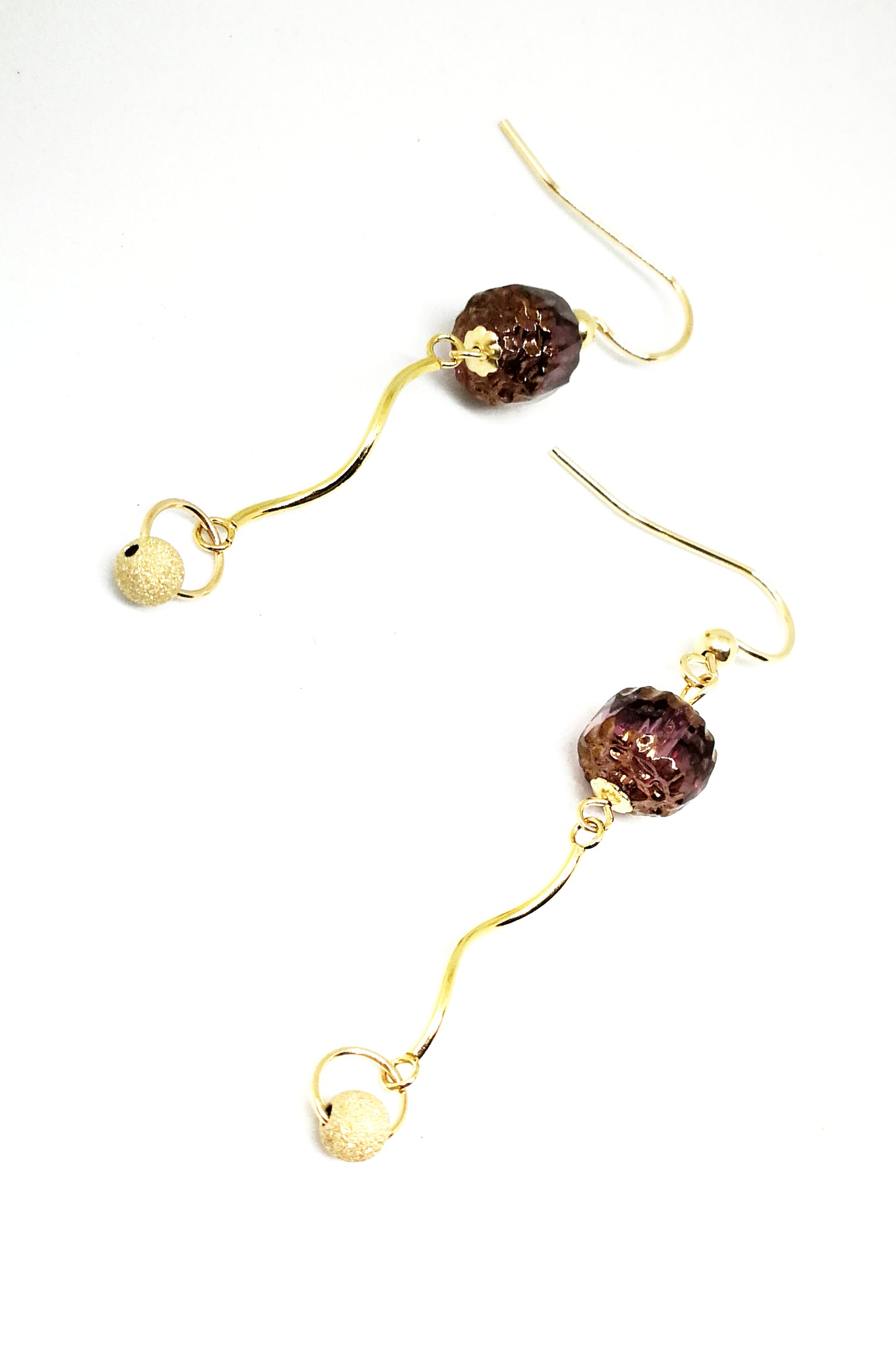Boucles d'oreilles gold filled 14 K Couronne Picasso améthyste