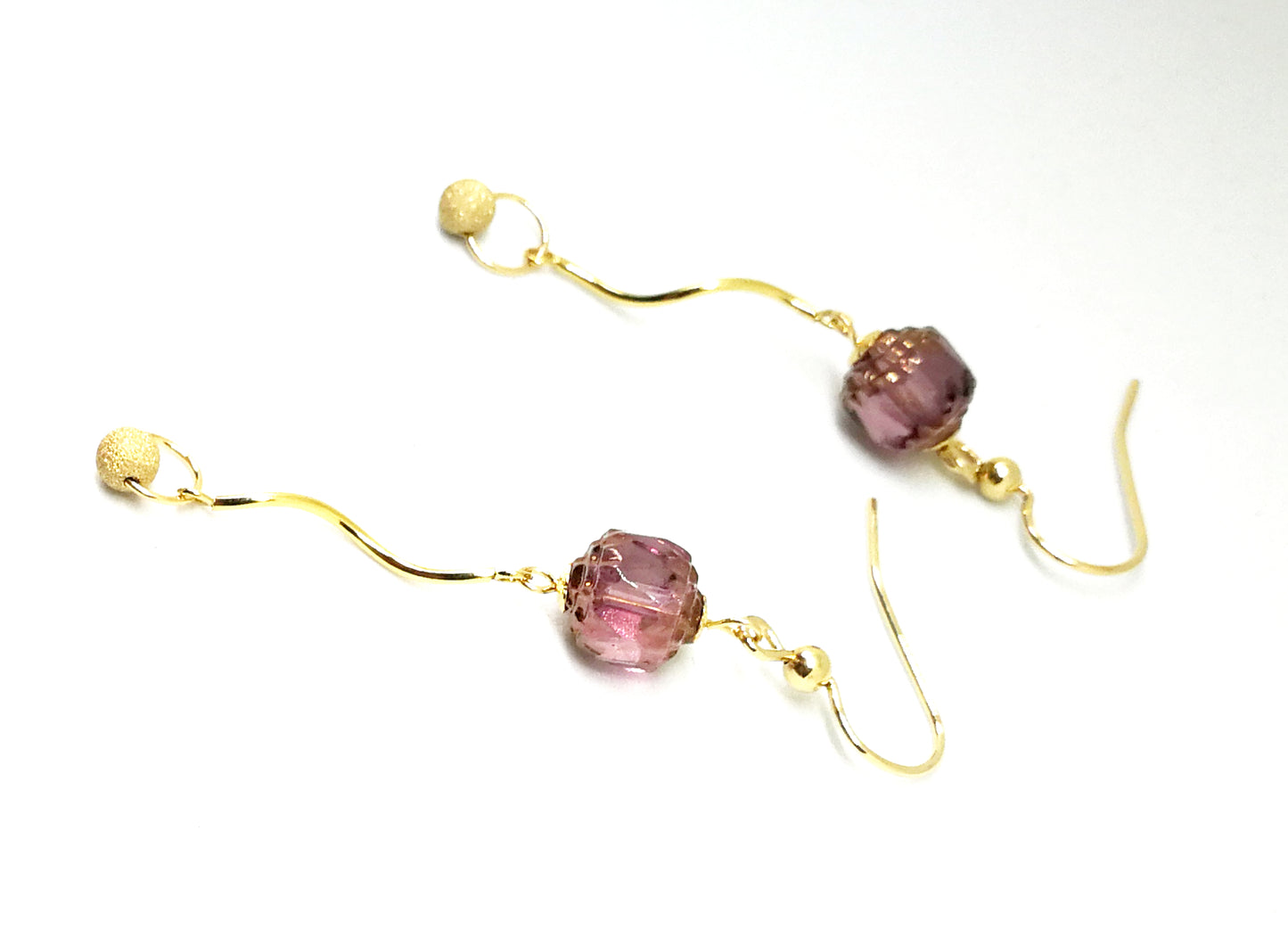Boucles d'oreilles gold filled 14 K Couronne Picasso améthyste