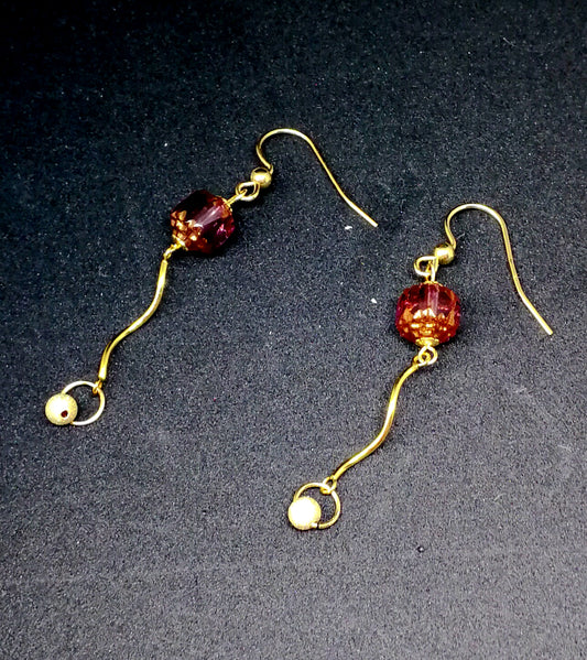 Boucles d'oreilles gold filled 14 K Couronne Picasso améthyste