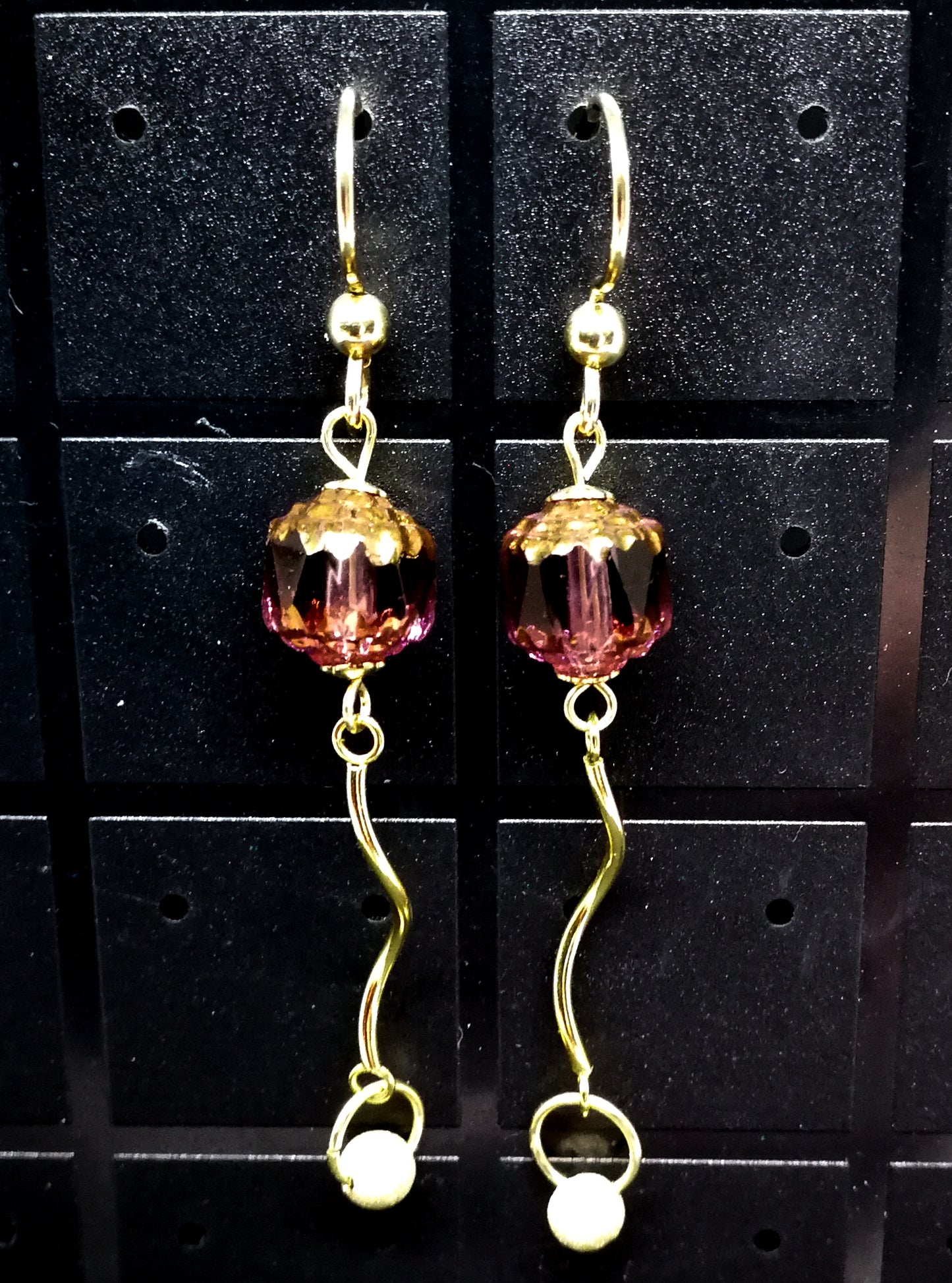 Boucles d'oreilles gold filled 14 K Couronne Picasso améthyste
