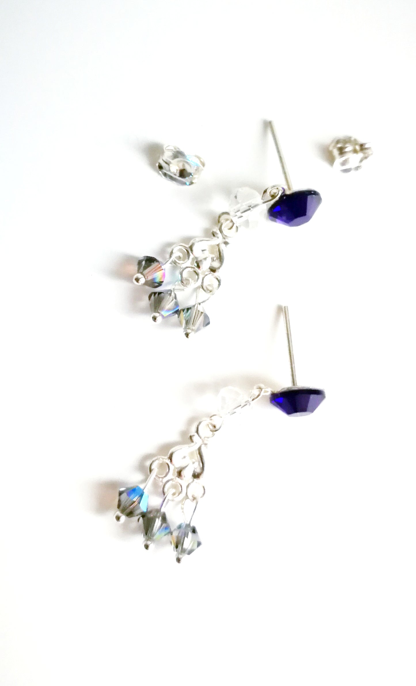 Boucles d'oreilles en argent 925  Chandelle Swarovski bleus