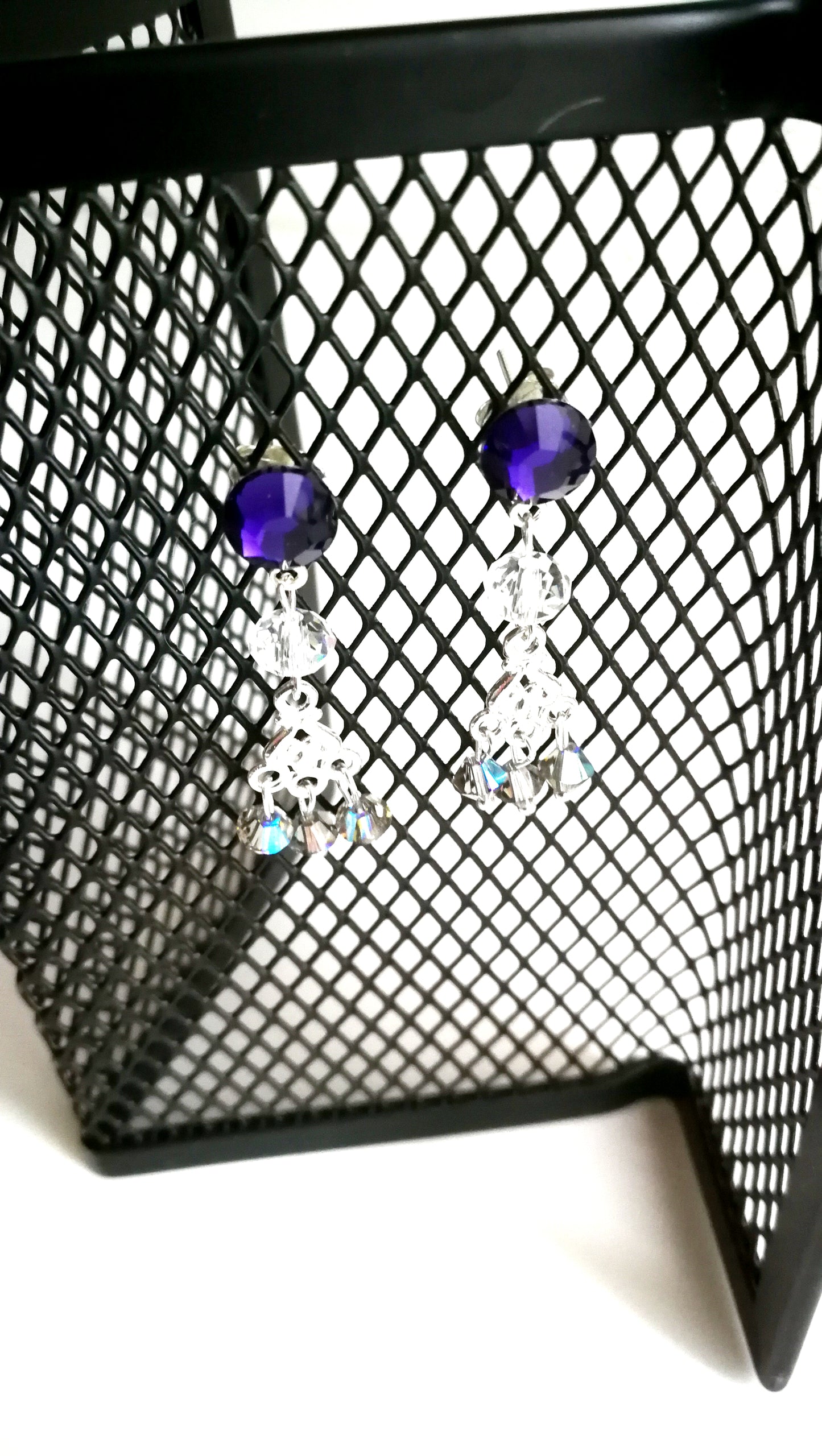 Boucles d'oreilles en argent 925  Chandelle Swarovski bleus