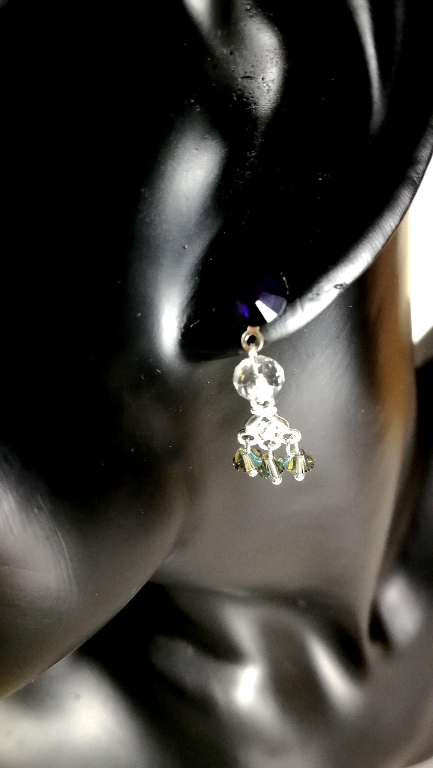 Boucles d'oreilles en argent 925  Chandelle Swarovski bleus
